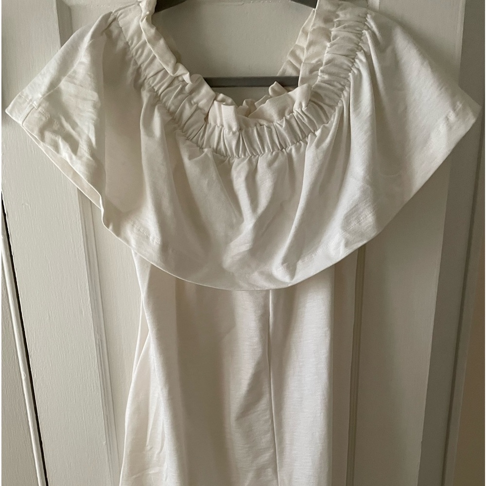 Off the shoulder white mini dress